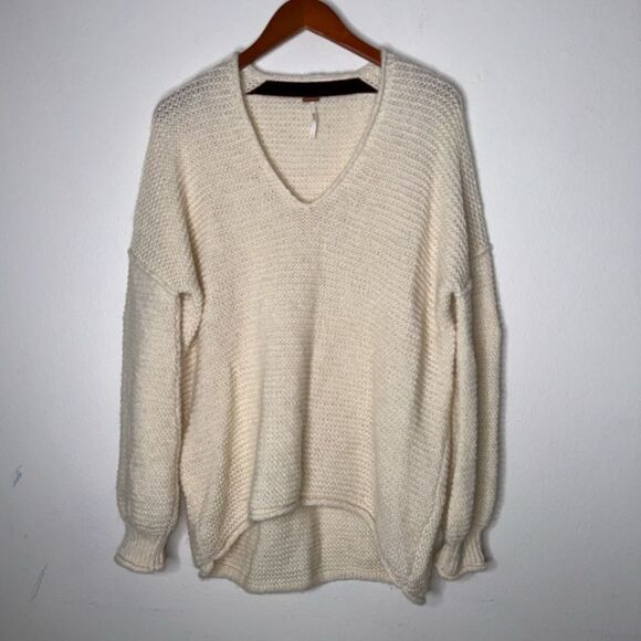 FREE PEOPLE All Mine Alpaca Wool Chunky Slouchy Soft Sweater Ivory Size Small - Picture 10 of 13